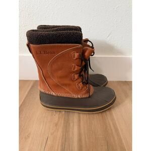 Women’s L.L. Bean Tumbled Leather Tall Snow Duck Boot Size 10